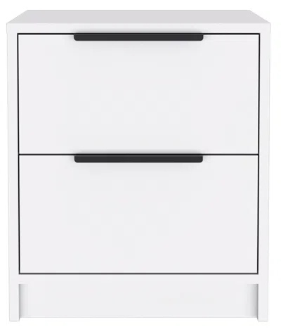 Homezia Stylish White Two Drawer Nightstand