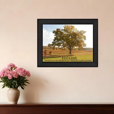 Homezia Success 3 Black Framed Print Wall Art In Green