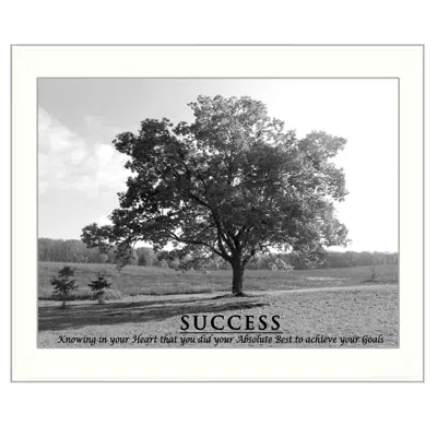 Homezia Success 6 White Framed Print Wall Art In Gray