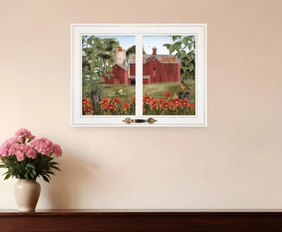 Homezia Summer Days Windowpane Style White Framed Print Wall Art In Multi