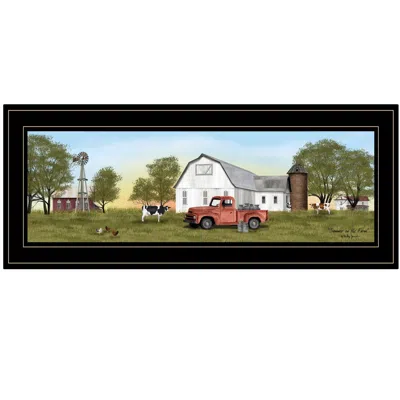 Homezia Summer On The Farm 2 Black Framed Print Wall Art