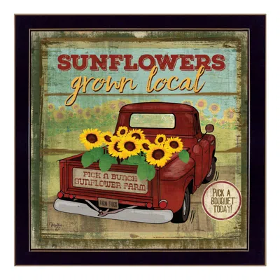 HOMEZIA SUNFLOWERS FROM THE FARM 1 BLACK FRAMED PRINT WALL ART