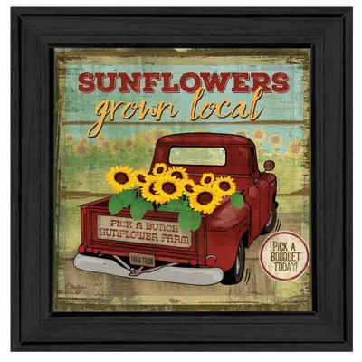 HOMEZIA SUNFLOWERS FROM THE FARM 3 BLACK FRAMED PRINT WALL ART