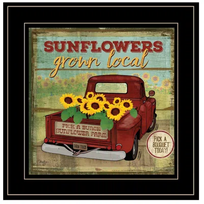 Homezia Sunflowers From The Farm 4 Black Framed Print Wall Art