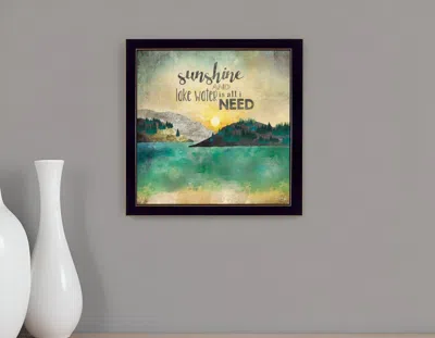Homezia Sunshine And Lake Water 1 Black Framed Print Wall Art In Multi