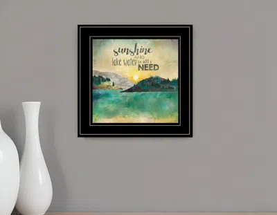 Homezia Sunshine And Lake Water 3 Black Framed Print Wall Art In Multi