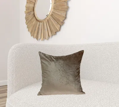 Homezia Super Soft Taupe Solid Decorative Accent Pillow In Brown