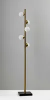 Homezia Swirled Sphere Brass Metal Led Floor Lamp