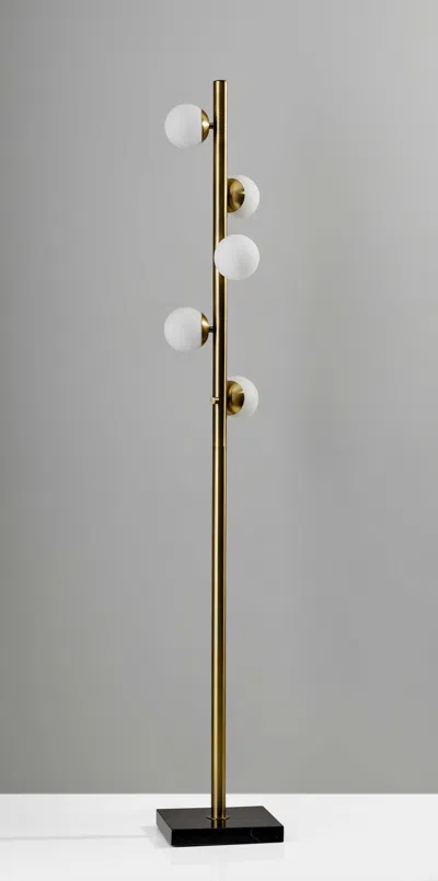 Homezia Swirled Sphere Brass Metal Led Floor Lamp In Multi
