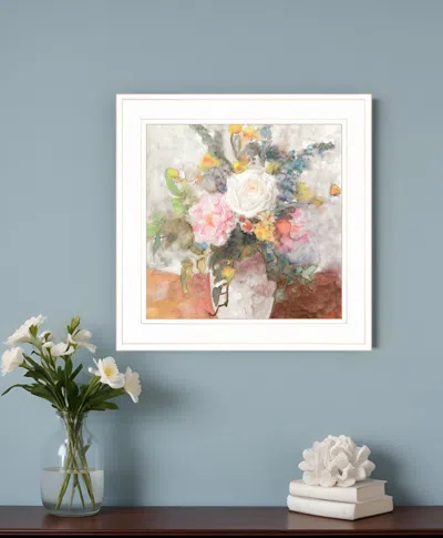 Homezia Table Bouquet 2 White Framed Print Wall Art In Multi