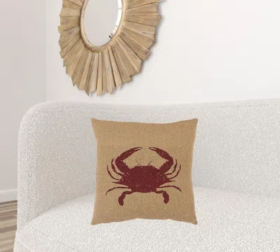 Homezia Tan Brown Distressed Crab Throw Pillow