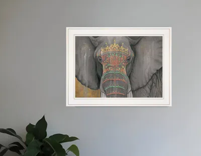 Homezia Tattooed Elephant 1 White Framed Print Wall Art In Gray
