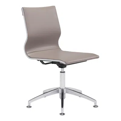 Homezia Taupe And Silver Swivel Faux Leather Conference Office Chair