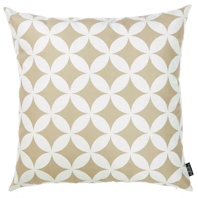 Homezia Taupe And White Geometric Decorative Throw Pillow Cover In Red