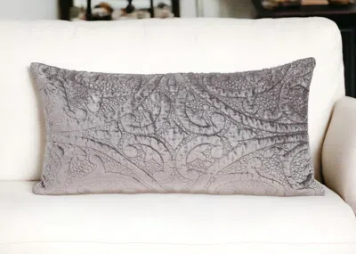 Homezia Taupe Quilted Velvet Lumbar Throw Pillow
