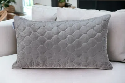 Homezia Taupe Tufted Velvet Quilted Lumbar Throw Pillow