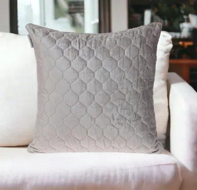 Homezia Taupe Tufted Velvet Quilted Throw Pillow