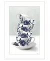 Homezia Tea Tower Blue 1 White Framed Print Kitchen Wall Art