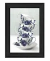 Homezia Tea Tower Blue 2 Black Framed Print Kitchen Wall Art