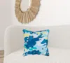 Homezia Teal Blue Abstract Impressionistic Throw Pillow