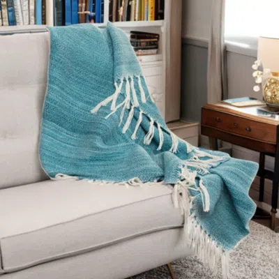 Homezia Teal Blue Woven 100% Poly Pet Throw Blanket