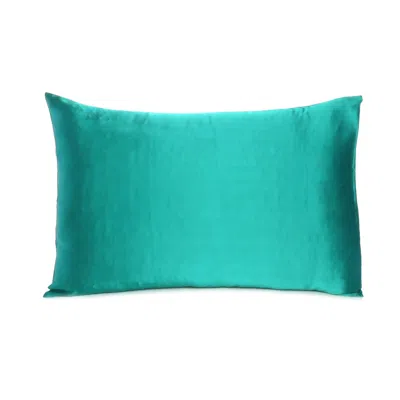 Homezia Teal Dreamy Set Of 2 Silky Satin King Pillowcases