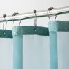 Homezia Teal Sheer And Grid Shower Curtain And Liner Set