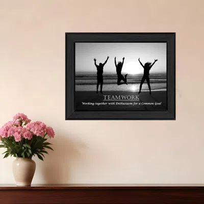 Homezia Teamwork 5 Black Framed Print Wall Art
