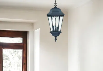 Homezia Telfair 3-light Matte Black Hanging Light In Blue