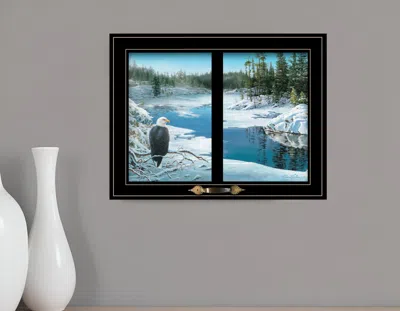 Homezia The Lookout 4 Black Framed Print Wall Art In Blue