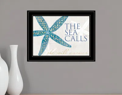 Homezia The Sea Calls 3 Black Framed Print Wall Art In Multi