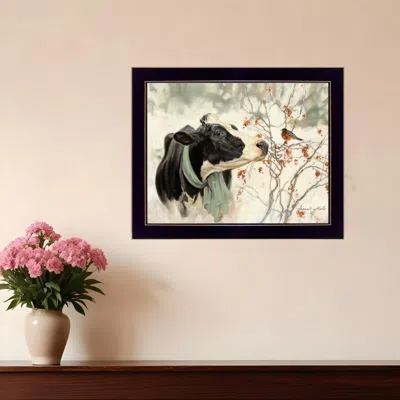 Homezia The Winter Robin 1 Black Framed Print Wall Art