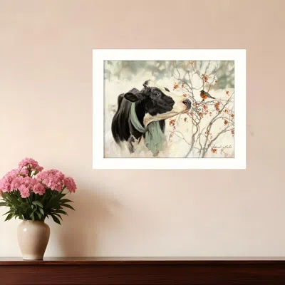 Homezia The Winter Robin 2 White Framed Print Wall Art