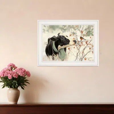 Homezia The Winter Robin 3 White Framed Print Wall Art In Multi