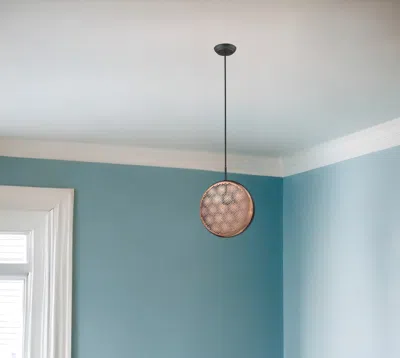 Homezia Tholos 1-light Matte Black Pendant In Pink