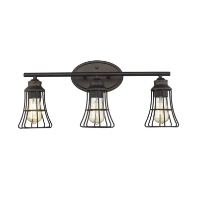 Homezia Three Light Bronze Cage Wall Light In Black