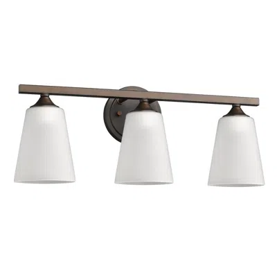 Homezia Three Light Bronze Metal Vanity Wall Light In White