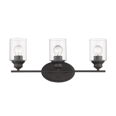 Homezia Three Light Bronze Wall Light With Clear Glass Shade In Black