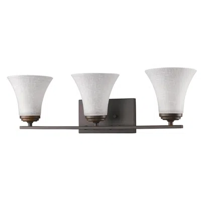 Homezia Three Light Bronze Wall Light With Tapered Glass Shade In White