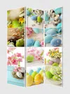 Homezia Three Panel Reversible Easter Spring Art Room Divider Screen