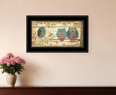 Homezia Three Wise Owls 4 Black Framed Print Wall Art In Multi