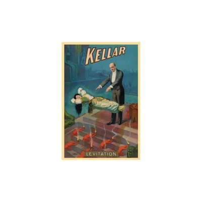 Homezia Kellar Levitation Vintage Magic Unframed Print Wall Art In Brown