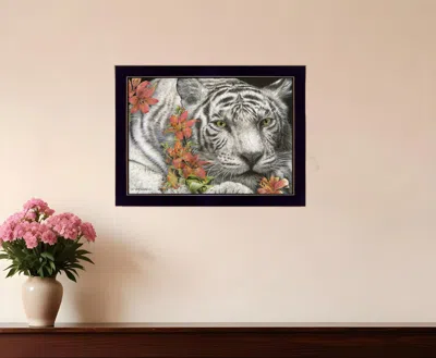 Homezia Tiger Lily 1 Black Framed Print Wall Art In Multi