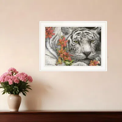 Homezia Tiger Lily 2 White Framed Print Wall Art