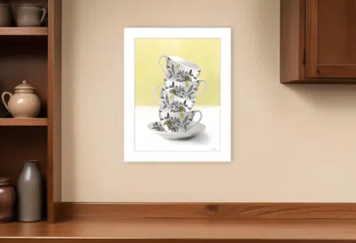 Homezia Time For Tea Yellow 1 White Framed Print Wall Art