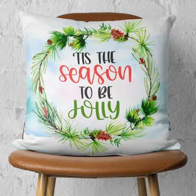 Homezia Tis The Season Christmas Throw Pillow Cover In White