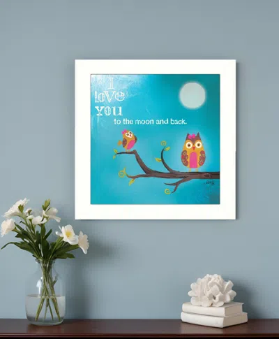Homezia To The Moon Ii White Framed Print Wall Art In Blue