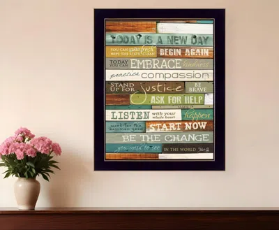 Homezia Today Is A New Day 2 Black Framed Print Wall Art In Multi