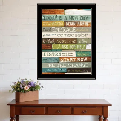 Homezia Today Is A New Day 3 Black Framed Print Wall Art