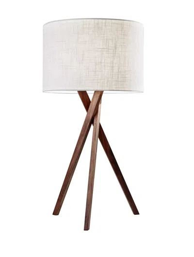 Homezia Tripod Leg Walnut Wood Table Lamp In Neutral